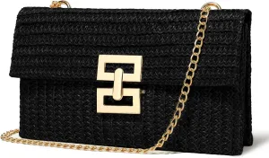 Straw Clutch Purse Crossbody Bag for Women Designer Evening Handbag Casual Summer Beach Straw Shoulder Bag