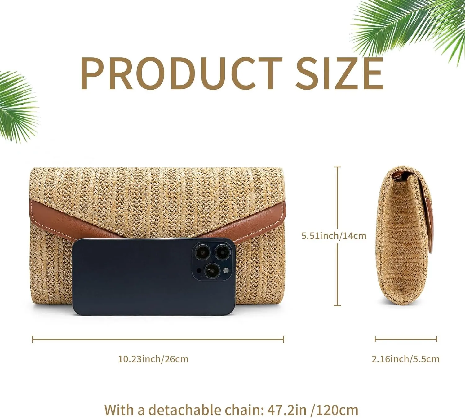 Straw Clutch Purse for Women Envelope Clutch Handbags for Summer Beach Evening Shoulder Crossbody Bag