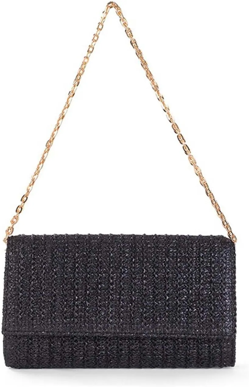 Straw Clutch Purse for Women Raffia Shoulder Crossbody Bag Straw Envelope Purse Summer Beach Bag