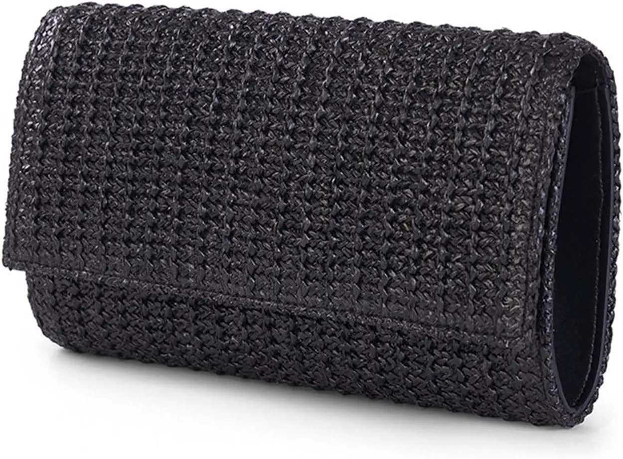 Straw Clutch Purse for Women Raffia Shoulder Crossbody Bag Straw Envelope Purse Summer Beach Bag