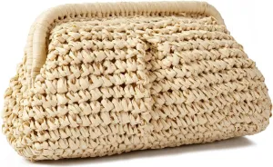 Straw Clutch Purse for Women Wedding Hand-Woved Evening Straw Handbag Party Wedding Summer Beach Bag