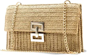 Straw Clutch Purses Women, Clutch Wallet Rattan,Vintage Summer Straw Beach Bag Boho Raffia Beach Bags Evening Bag 2024