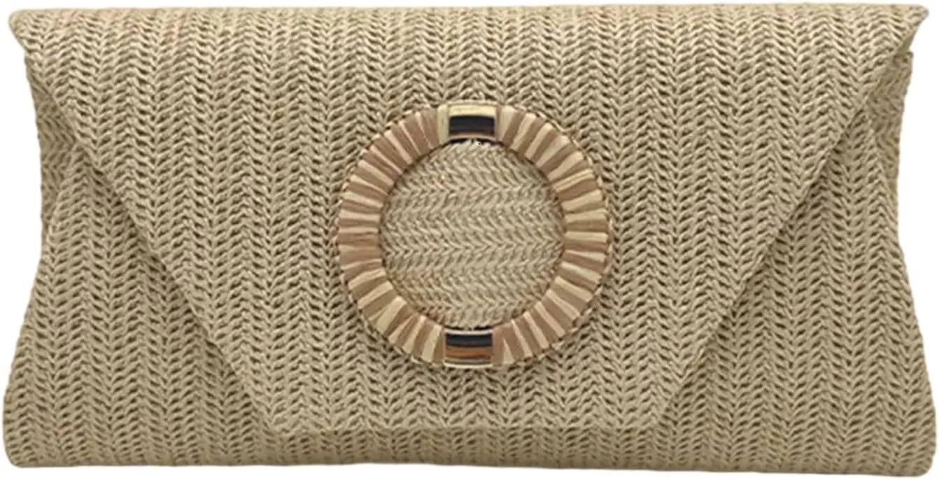 Straw Clutches Purse Women Envelope Bag Straw Crossbody Shoulder Bag Handbag Summers Beach Bag Woven Clutches Handbag