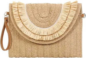 Straw Crossbody Bag for Women Summer Beach Envelope Purse