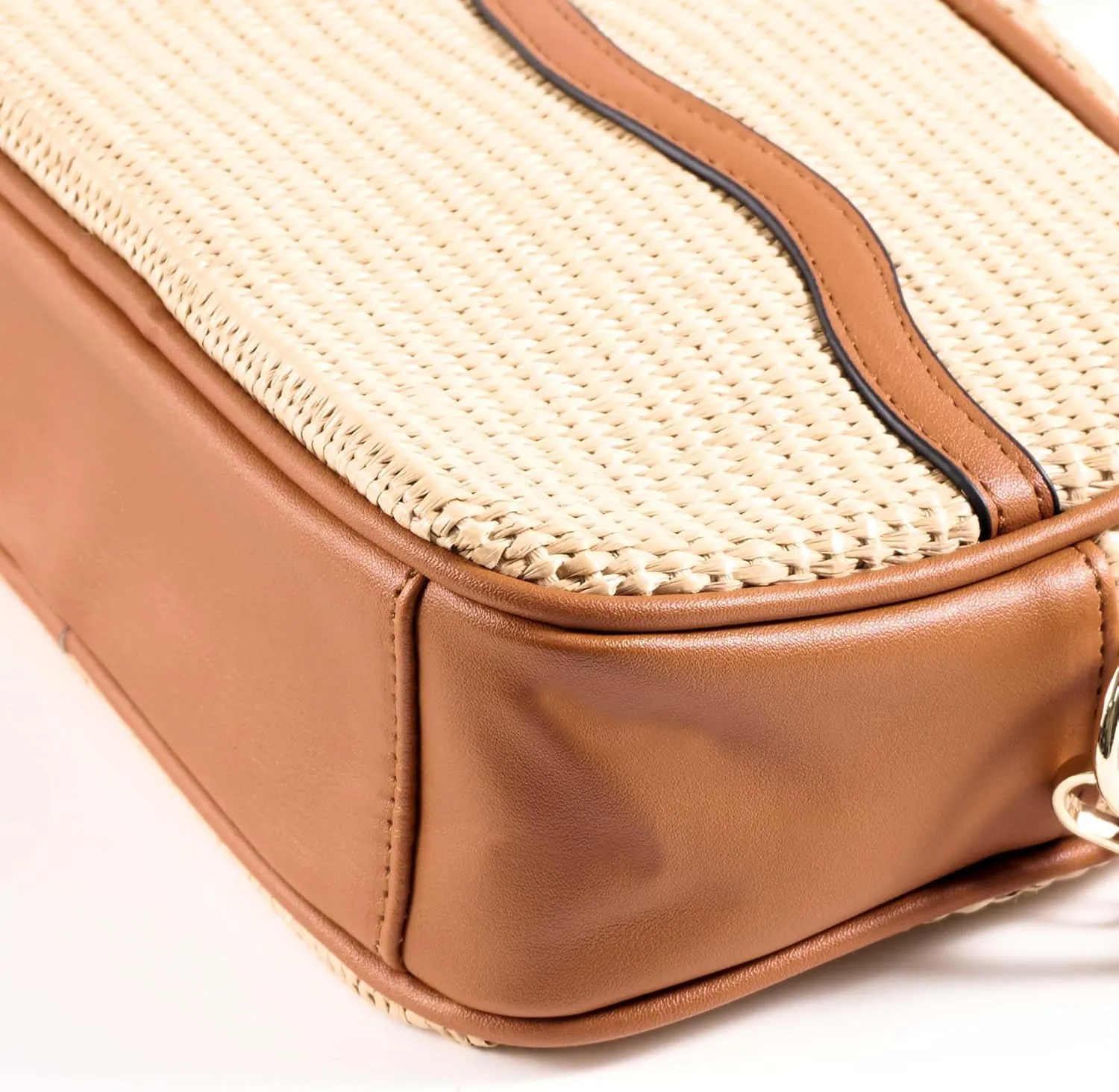 Straw Crossbody Bag for Women,Summer Beach Vacation Bag,Boho Woven Shoulder Handbag,with Canvas Strap,for Work Travel