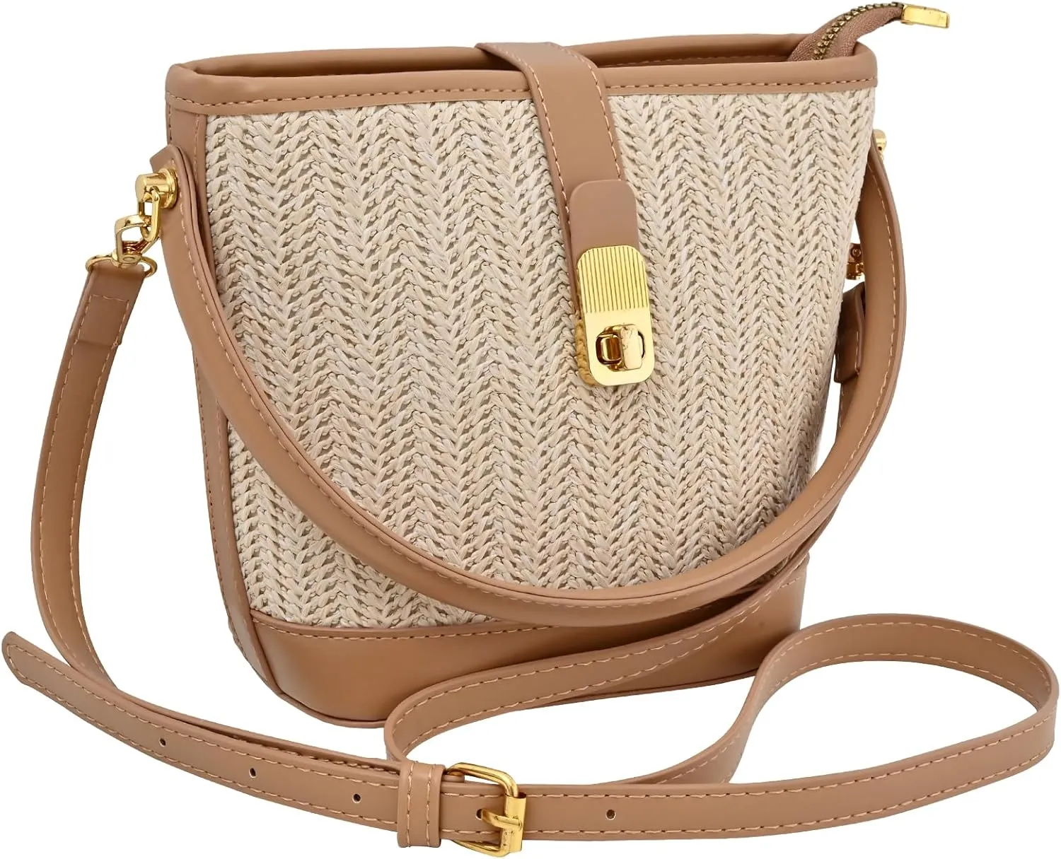 Straw Crossbody Bags for Women, Handmade Rattan Shoulder Bag, Straps Clutch Purse with Removable Shoulder