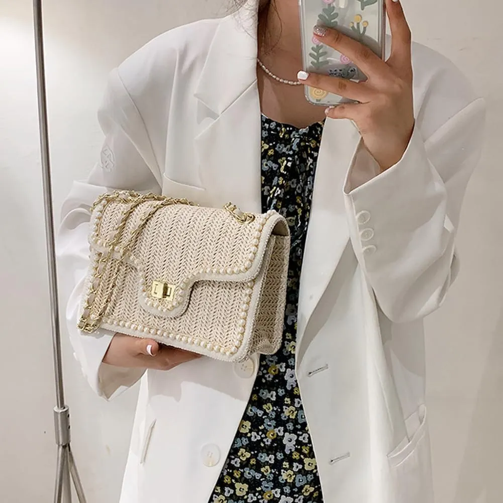 Straw Crossbody Bags for Women Summer Shoulder Satchel Purses Beach Clutch Handbags for Vacation