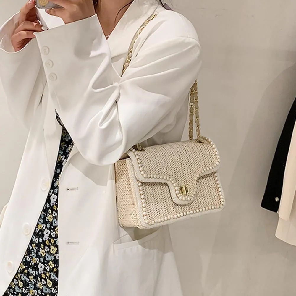 Straw Crossbody Bags for Women Summer Shoulder Satchel Purses Beach Clutch Handbags for Vacation