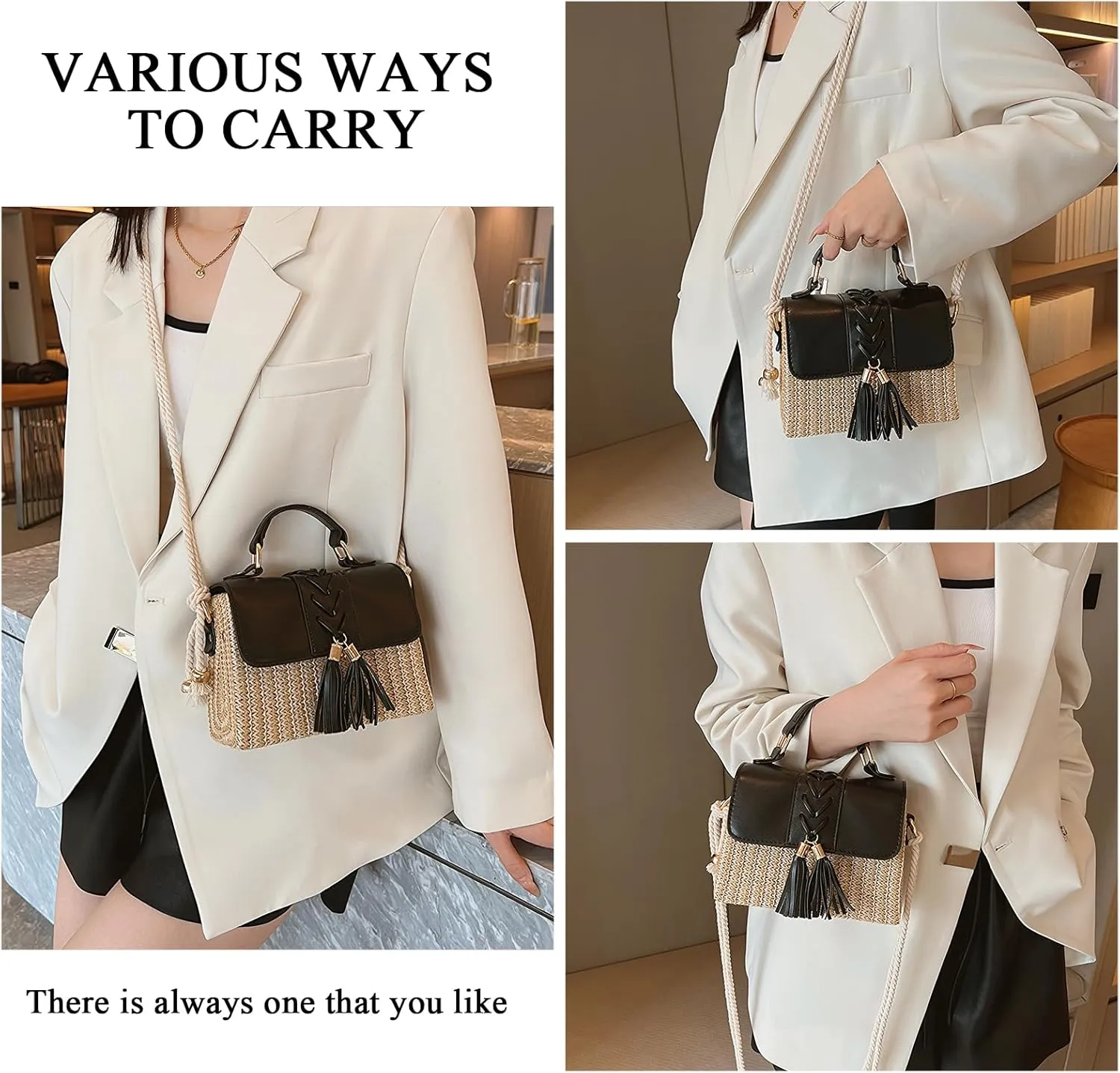 Straw Crossbody Bags for Women Summer Straw Clutch Bag Woven Beach Purse Vacation Handbags
