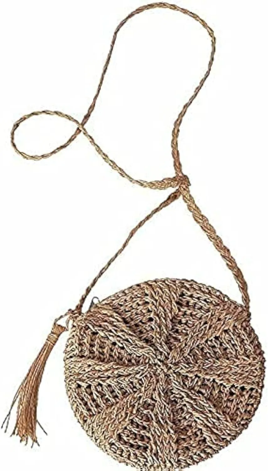 Straw Crossbody Shoulder Bag Beach Tassels Crochet Messenger Handbag Purse For Women Girls