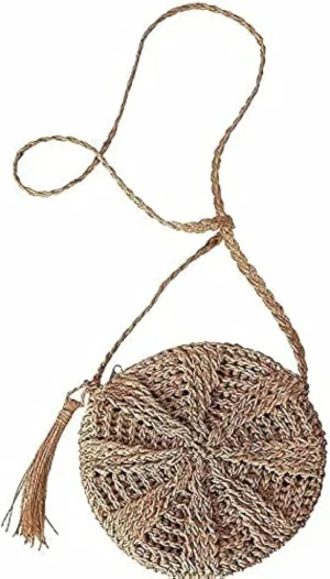 Straw Crossbody Shoulder Bag Beach Tassels Crochet Messenger Handbag Purse For Women Girls