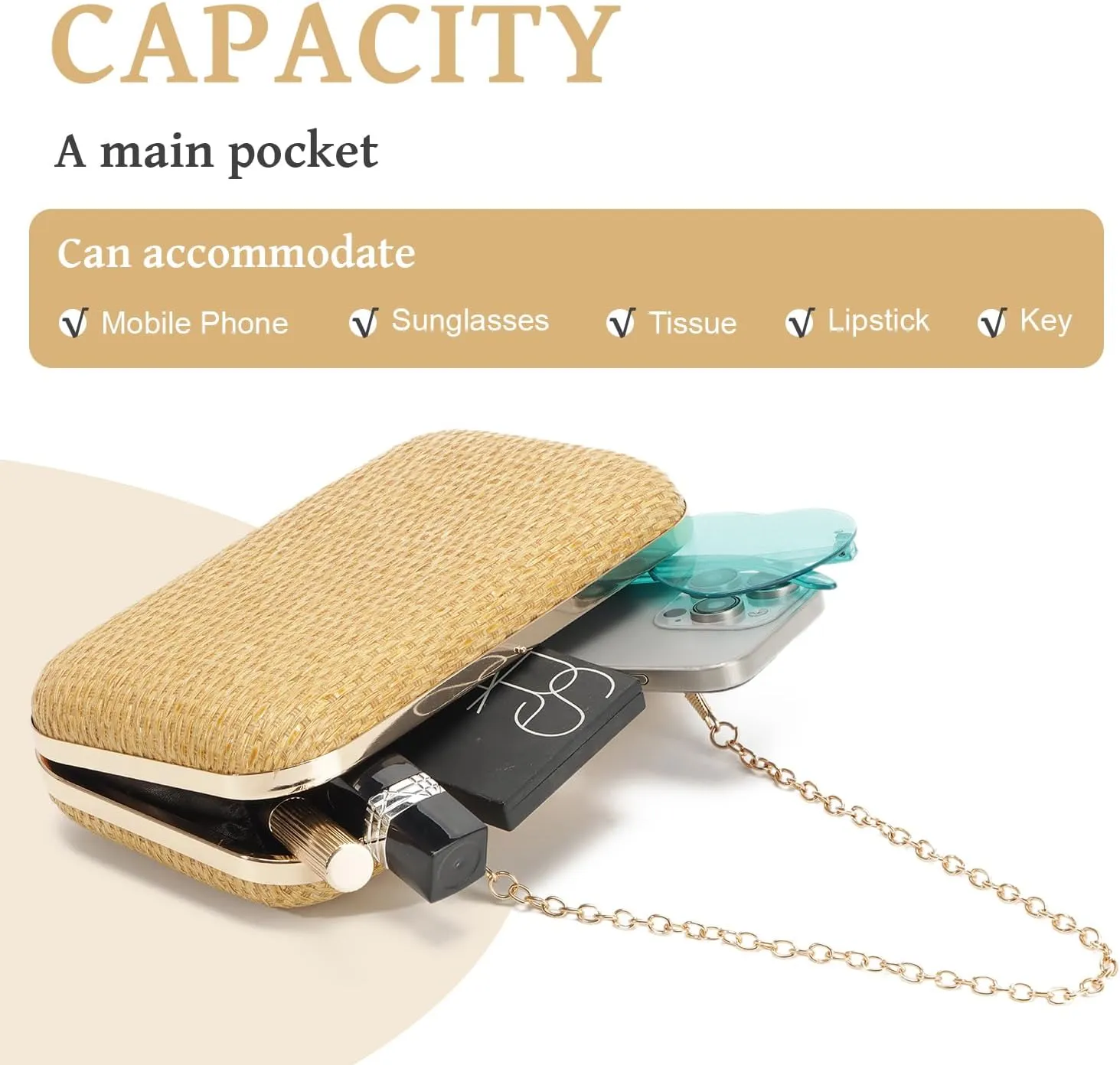 Straw Evening Bag for Women Handwoven Straw Clutch Purse Wedding Party Wicker Clutch Summer Beach Crossbody Bag