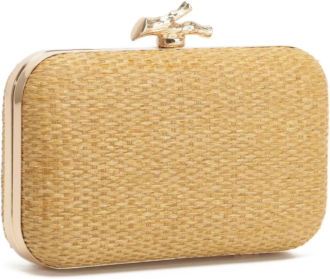 Straw Evening Bag for Women Handwoven Straw Clutch Purse Wedding Party Wicker Clutch Summer Beach Crossbody Bag