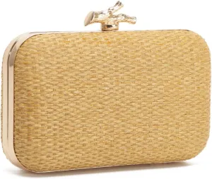Straw Evening Bag for Women Handwoven Straw Clutch Purse Wedding Party Wicker Clutch Summer Beach Crossbody Bag