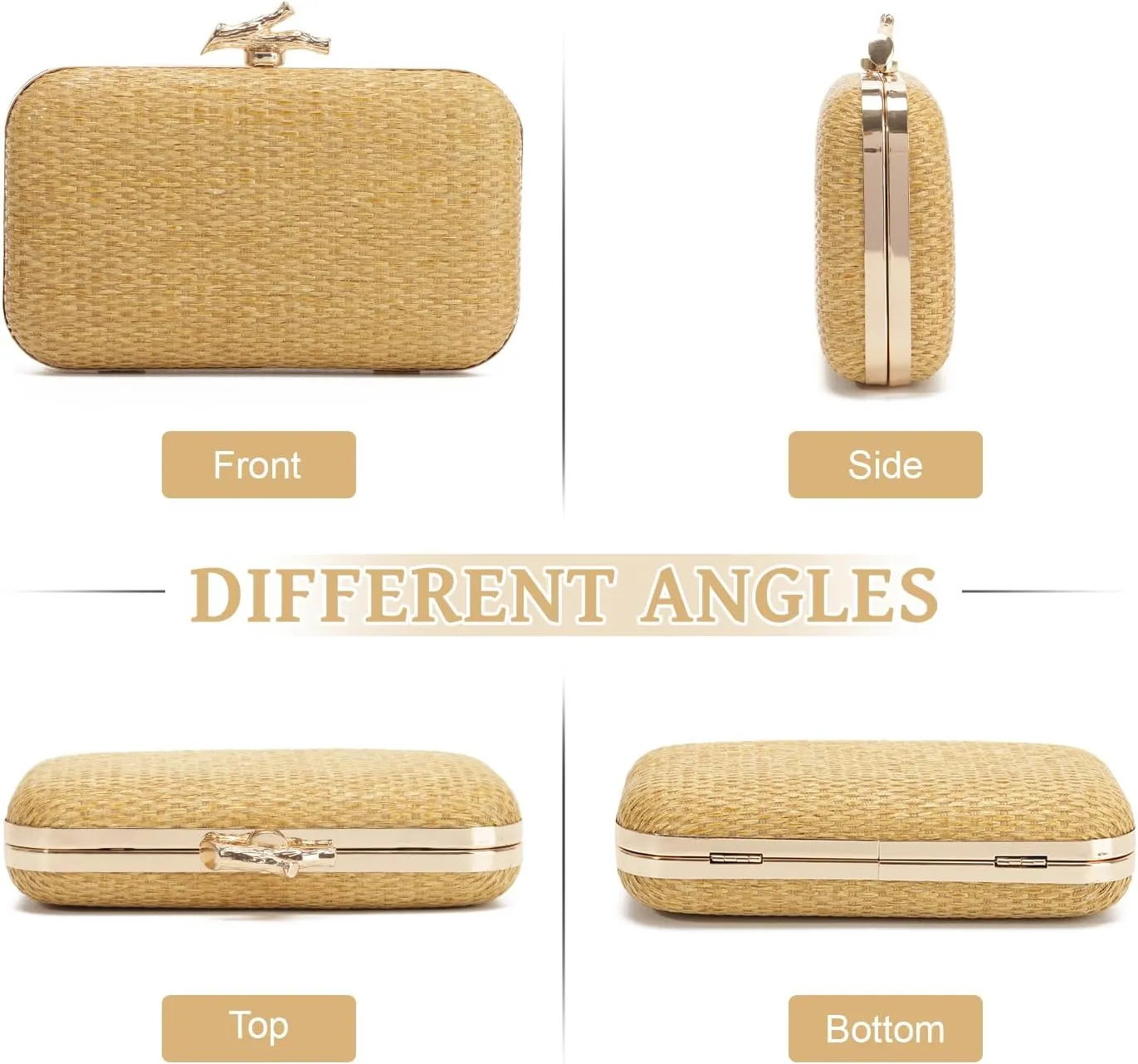 Straw Evening Bag for Women Handwoven Straw Clutch Purse Wedding Party Wicker Clutch Summer Beach Crossbody Bag