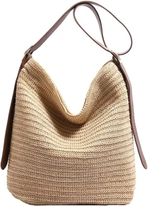 Straw Tote Bag for Women Woven Shoulder Bag Large Crossbody Purse Summer Beach Handbag Top Handle Bag