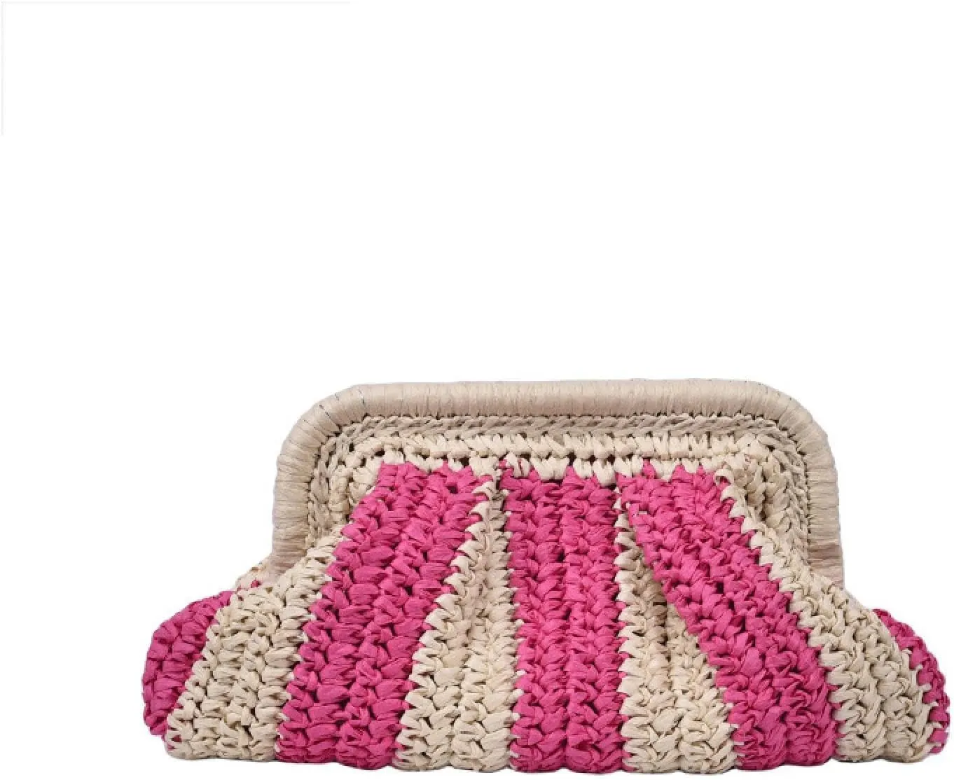 Striped Stitching Woven Bag Clutch Bag Women's Clip Bag Straw One Shoulder Crossbody Bag