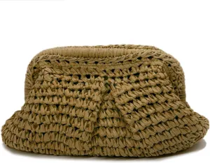 Striped Stitching Woven Bag Clutch Bag Women's Clip Bag Straw One Shoulder Crossbody Bag