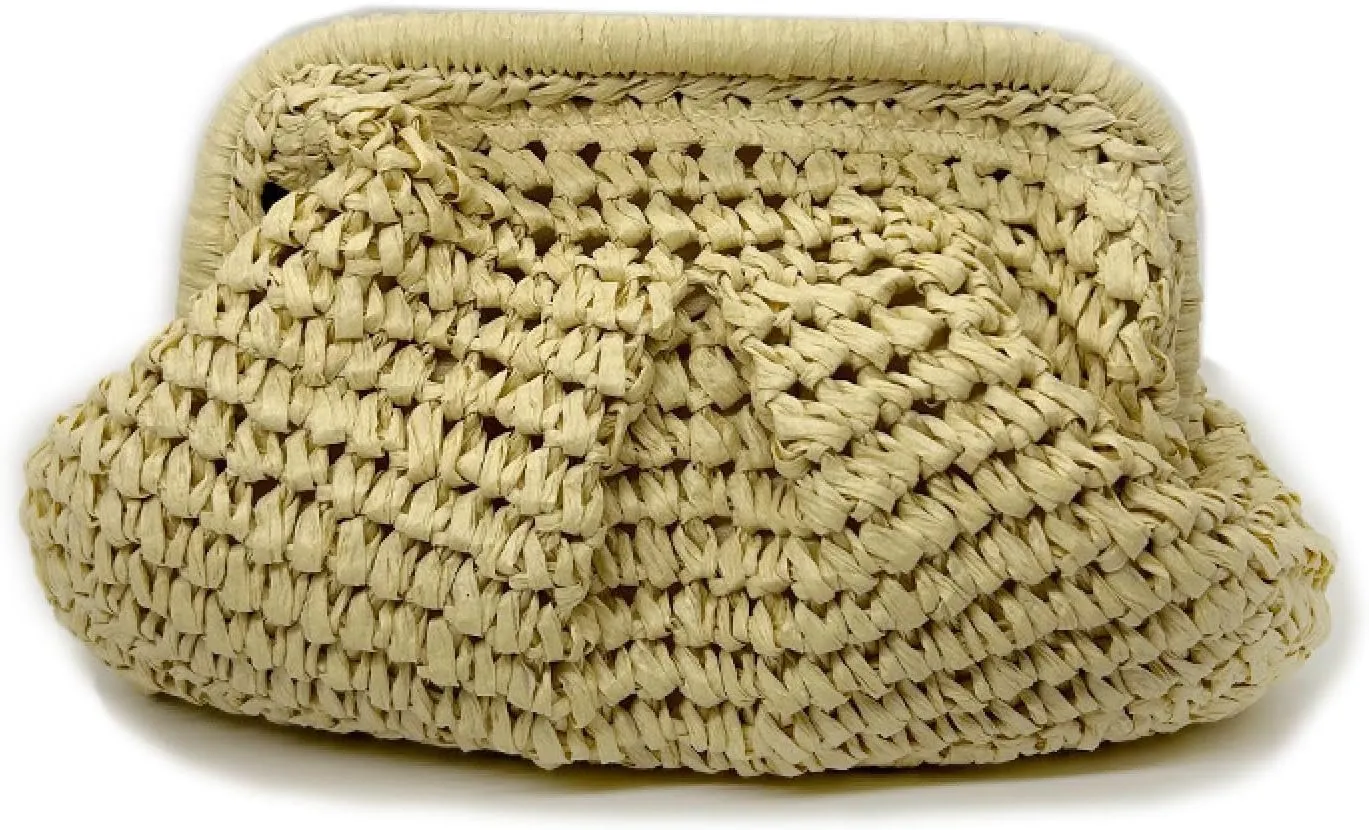 Striped Stitching Woven Bag Clutch Bag Women's Clip Bag Straw One Shoulder Crossbody Bag