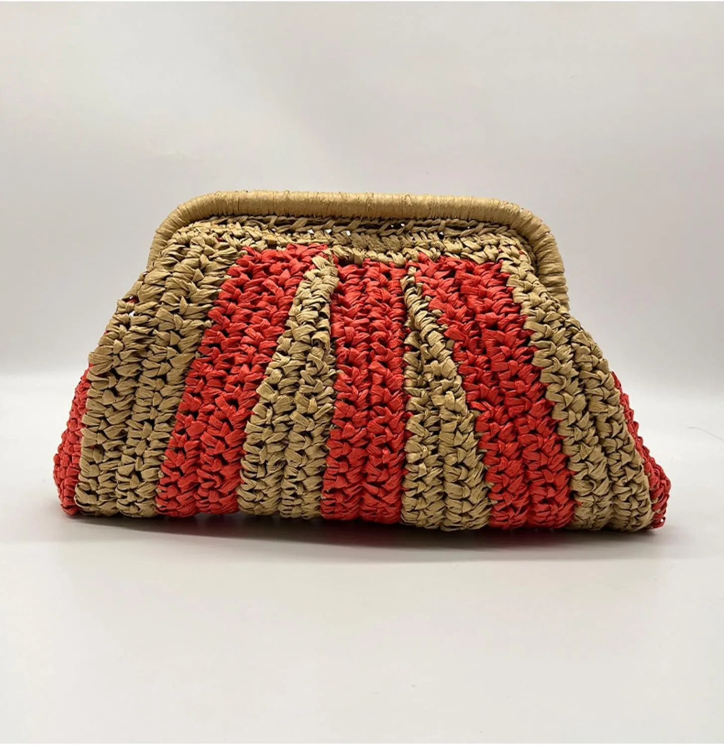 Striped Stitching Woven Bag Clutch Bag Women's Clip Bag Straw One Shoulder Crossbody Bag