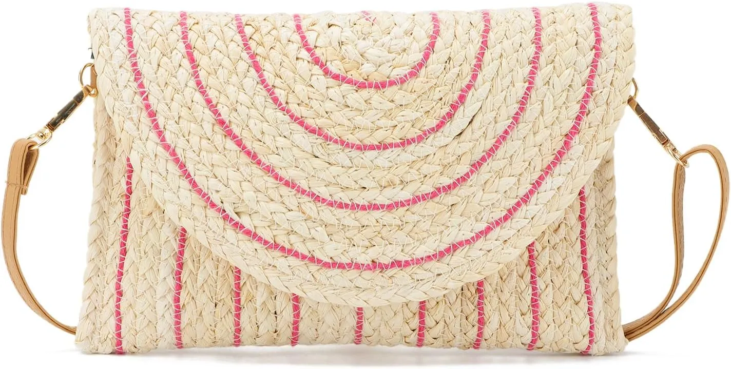 SUKUTU Women Straw Clutch Bag Summer Beach Handwoven Envelope Wallet Crossbody Handbags