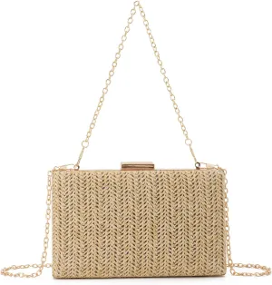 Summer Straw Clutch Purses for Women Raffia Evening Bag Woven Crossbody Handbags for Party Wedding