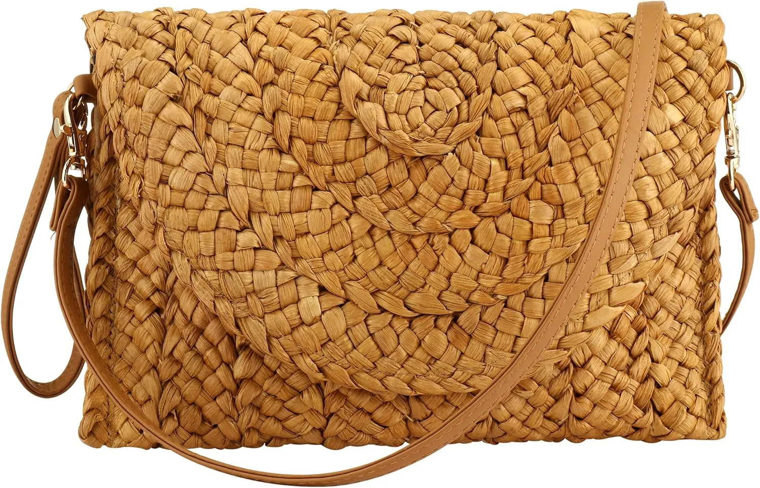 Summer Straw Shoulder Bag Straw Small Clutch Crossbody Bags for Women Boho Purse Handmade Envelope