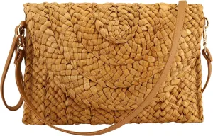 Summer Straw Shoulder Bag Straw Small Clutch Crossbody Bags for Women Boho Purse Handmade Envelope