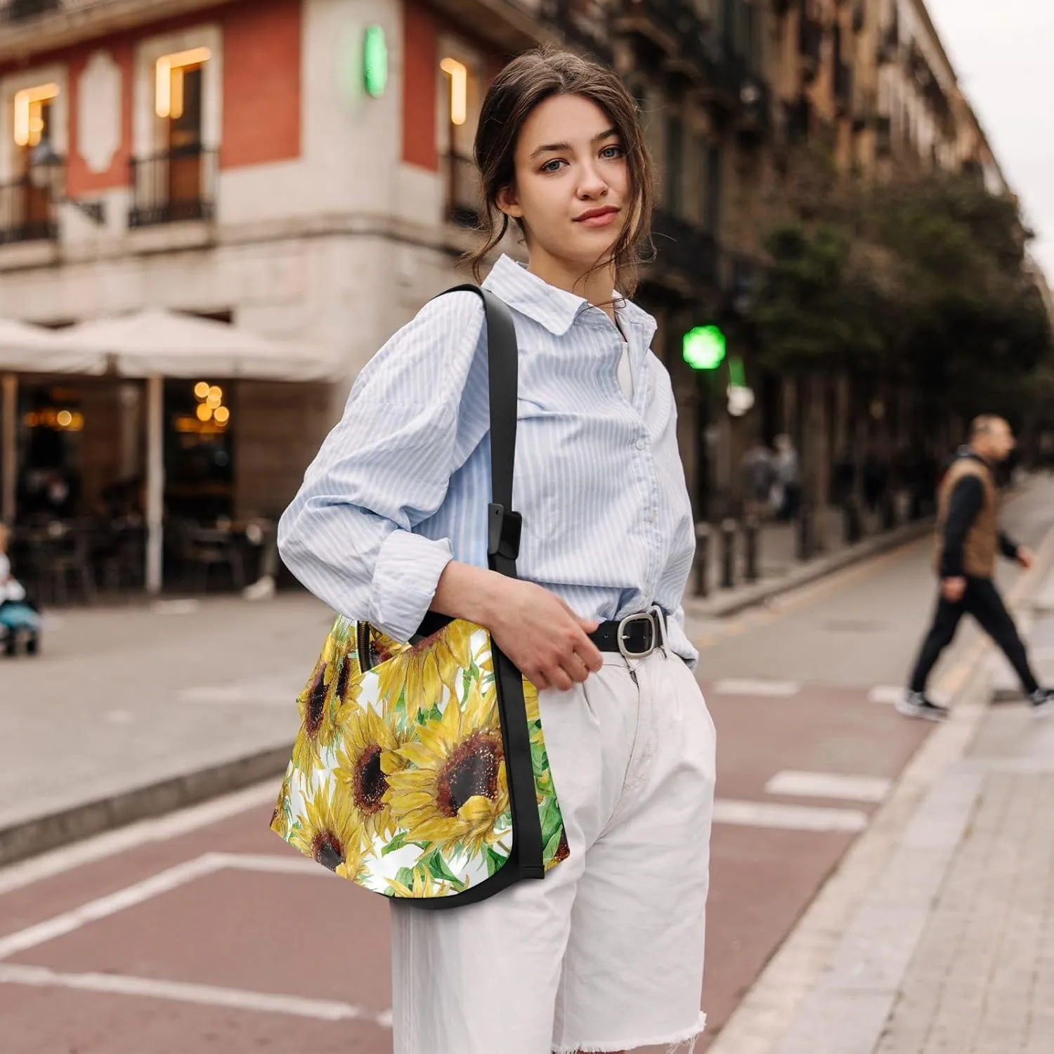 Sunflower Print Sling Bag for Women Crossbody Purse Leather Shoulder Handbag Purses for Women with Adjustable