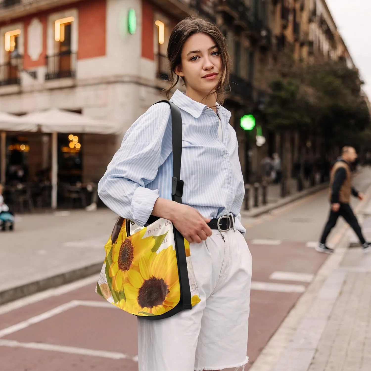 Sunflower Print Sling Bag for Women Crossbody Purse Leather Shoulder Handbag Purses for Women with Adjustable