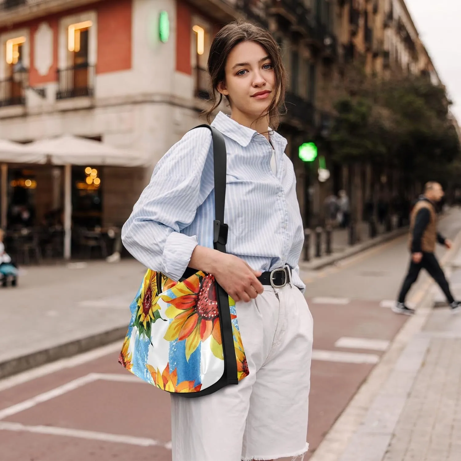 Sunflower Print Sling Bag for Women Crossbody Purse Leather Shoulder Handbag Purses for Women with Adjustable