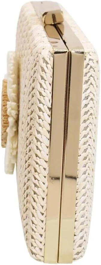 Sunflower Straw Clutch Purse for Women Summer Beach Purse Floral Woven Evening Clutch for Formal Party Travel