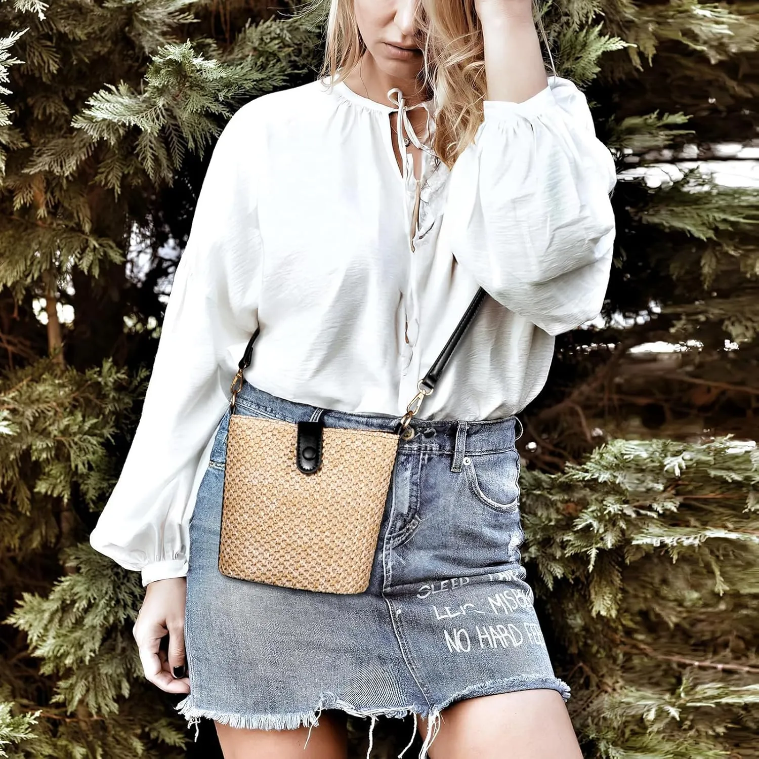 SUOSDEY Straw Crossbody Bag for Women Straw Beach Tote Bag Handbag Shoulder Purse for Women