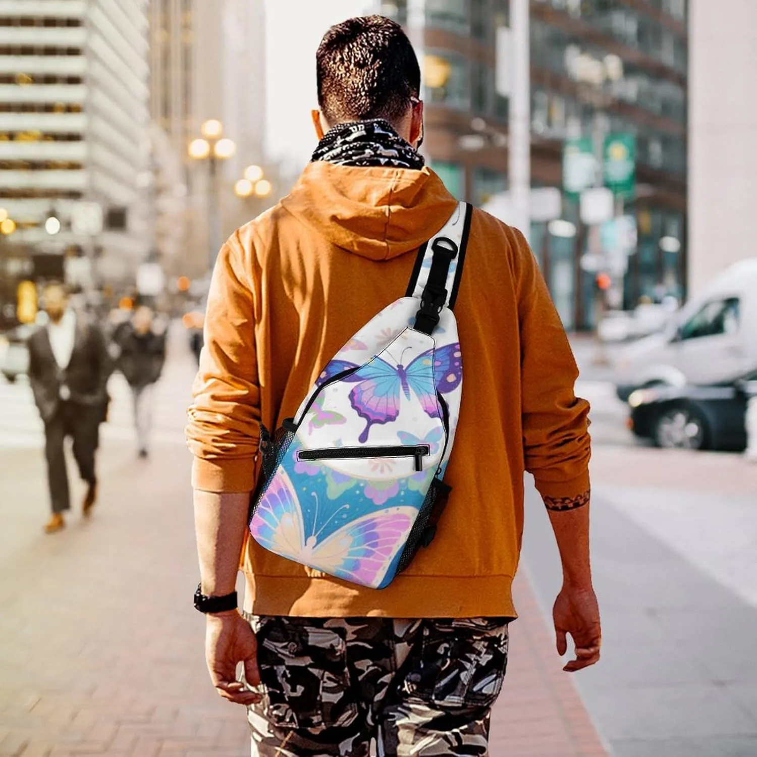 Supdreamc Sling Bag Backpack for Men Women Anti-Theft Multipurpose Casual Carrying Tote Case Crossbody Travel Messenger Bag, Beautiful Butterflies Art Crossbody Sling Backpack