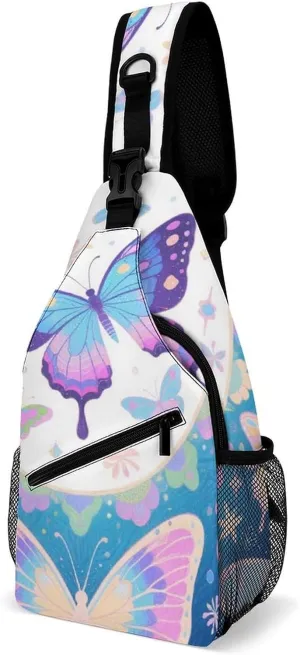 Supdreamc Sling Bag Backpack for Men Women Anti-Theft Multipurpose Casual Carrying Tote Case Crossbody Travel Messenger Bag, Beautiful Butterflies Art Crossbody Sling Backpack