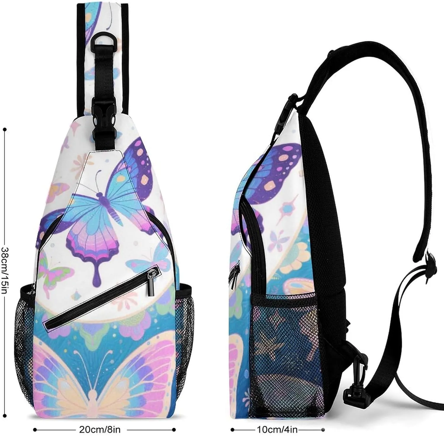 Supdreamc Sling Bag Backpack for Men Women Anti-Theft Multipurpose Casual Carrying Tote Case Crossbody Travel Messenger Bag, Beautiful Butterflies Art Crossbody Sling Backpack