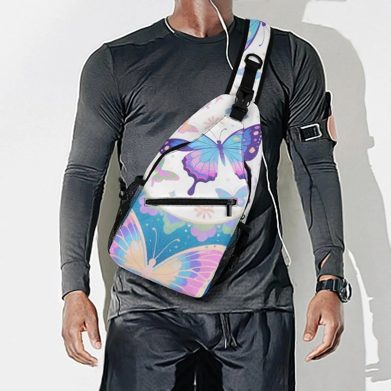 Supdreamc Sling Bag Backpack for Men Women Anti-Theft Multipurpose Casual Carrying Tote Case Crossbody Travel Messenger Bag, Beautiful Butterflies Art Crossbody Sling Backpack