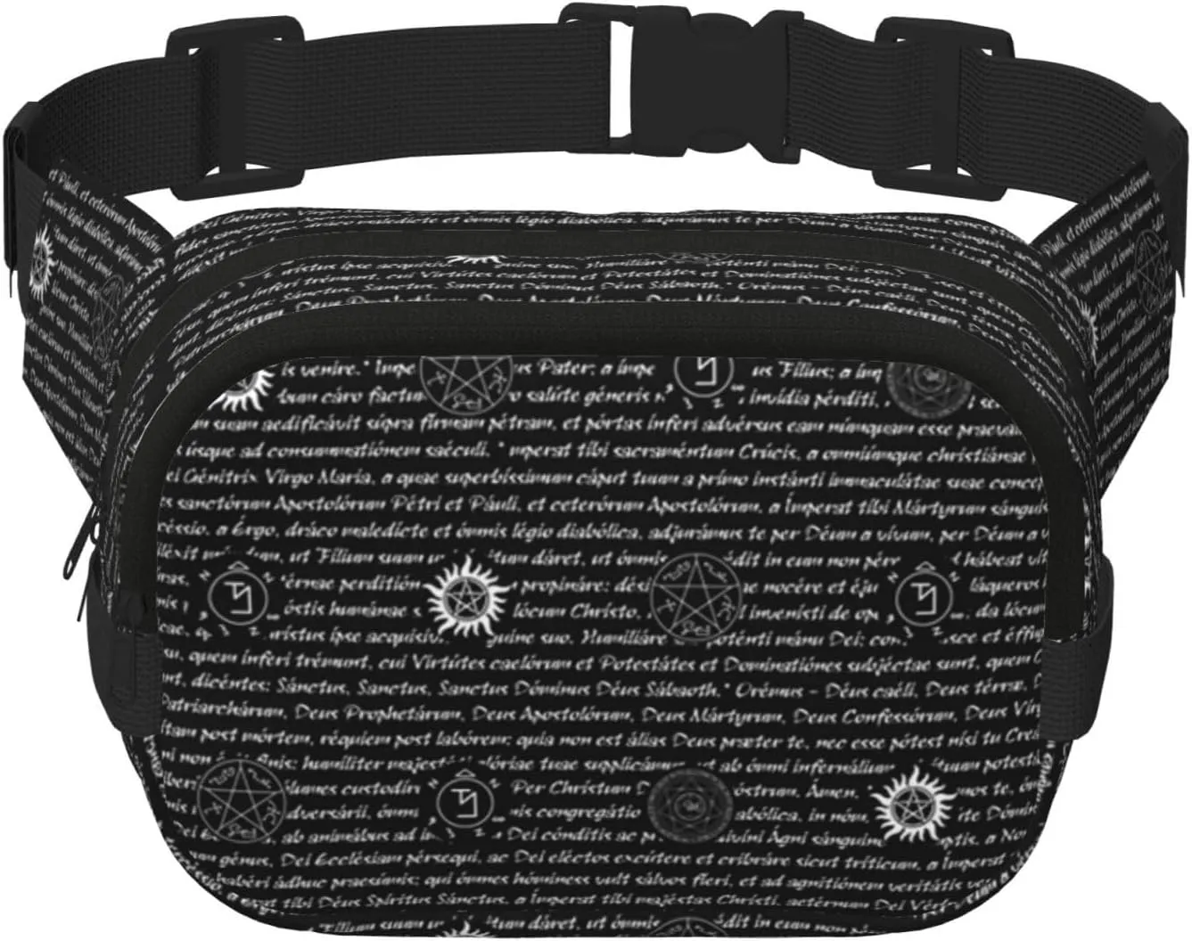 Supernatural Inspiration Print Unisex Square Double Layer Waist Bag Crossbody Fanny Pack Travel Workout Accessory