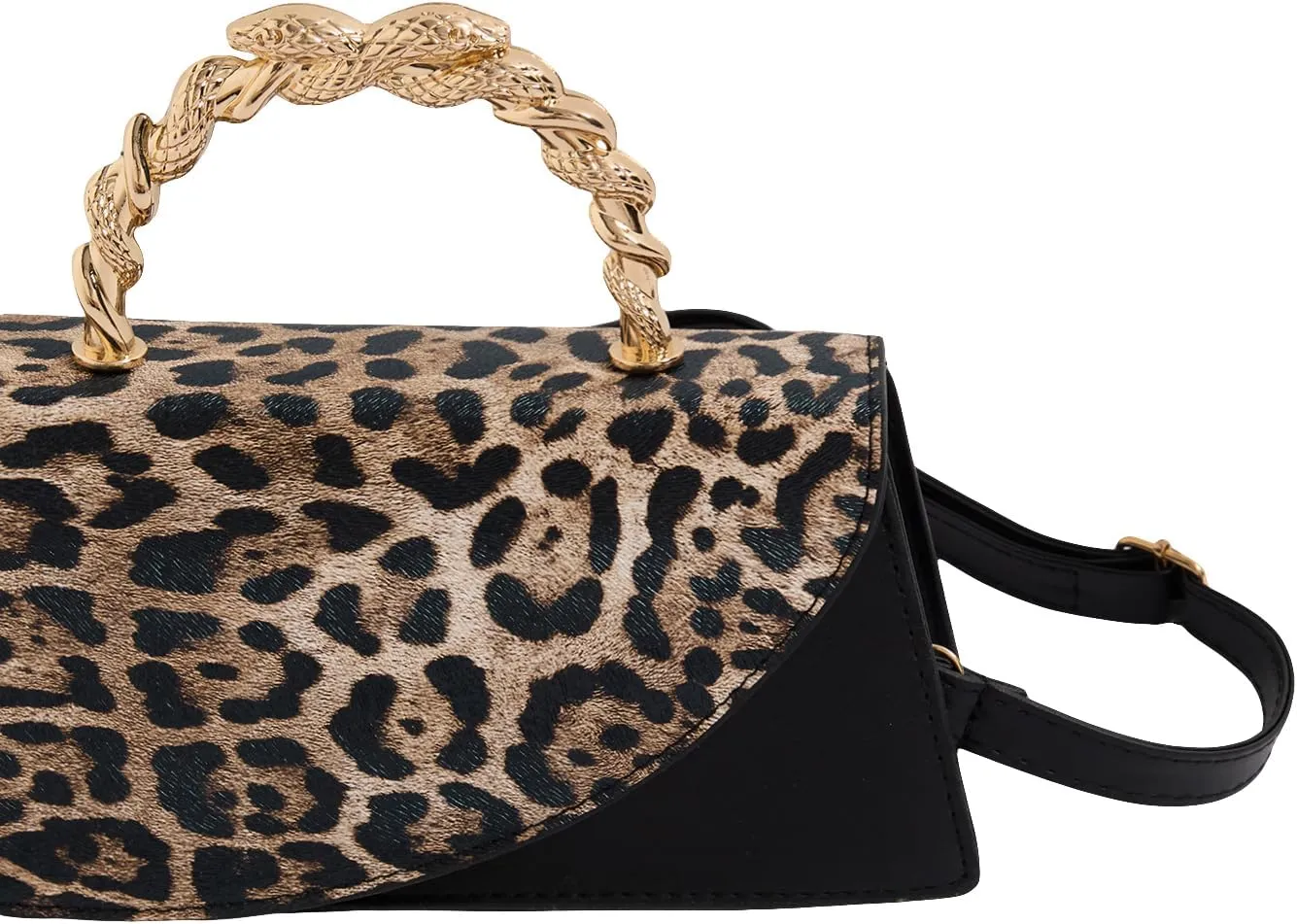 SweatyRocks Women's Leopard Print Purses Top Handle Flap Satchel Crossbody Bag