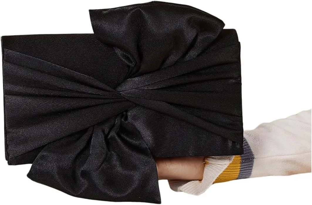 SweatyRocks Women's Satin Evening Bag Bow Clutch Purse Formal Party Handbag