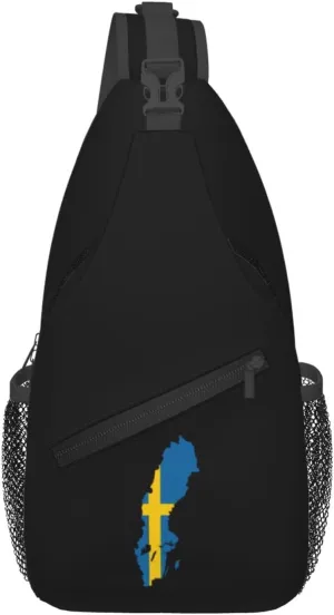 Sweden Terrain Map Crossbody Bags For Women Men Chest Backpack Gym Shoulder Bag Travel Outdoor Sports Casual Crossbody Bags