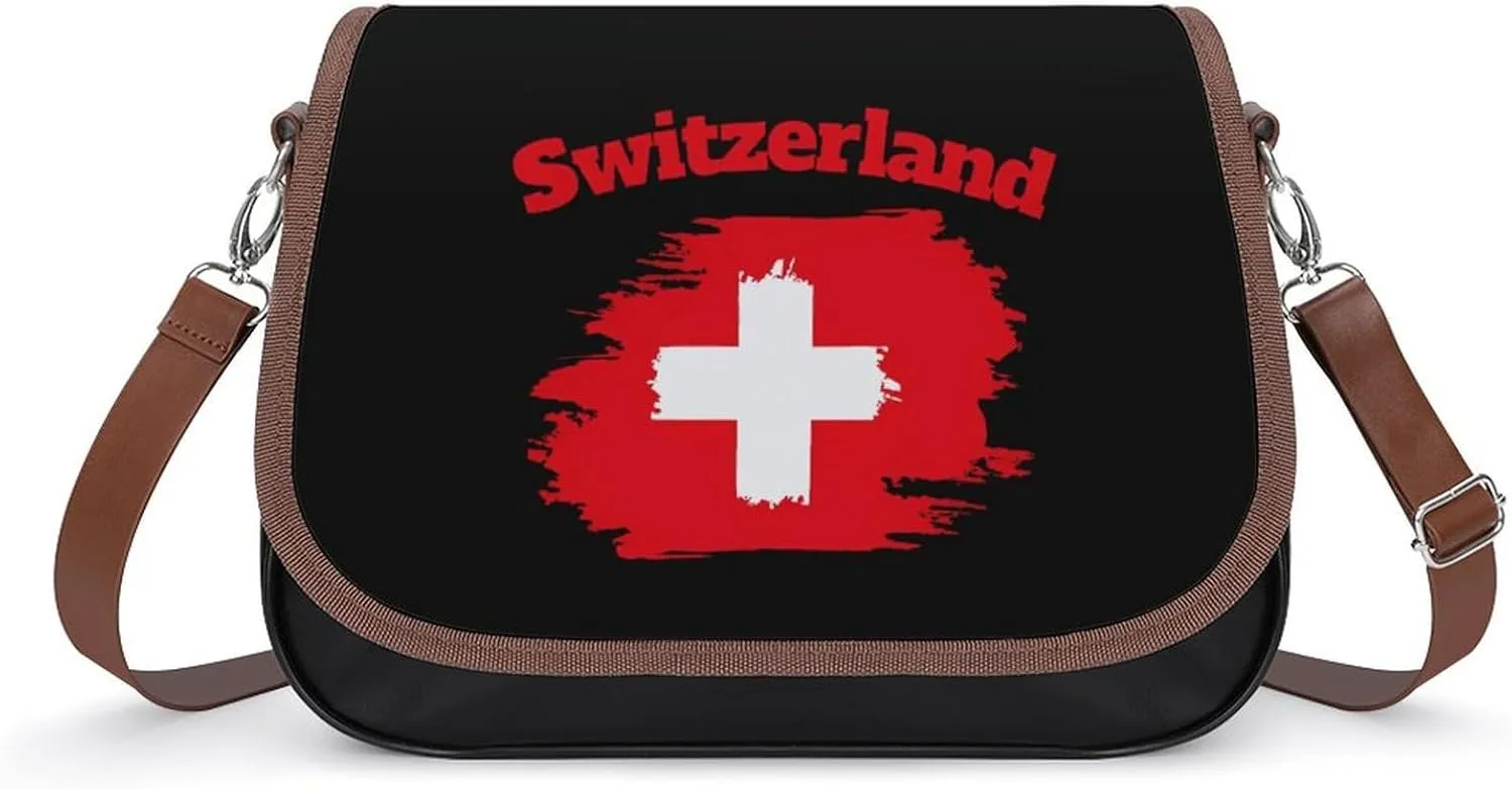 Switzerland Flag Funny Women's Crossbody Bags Novelty Leather Purse Handbag Shoulder Bag