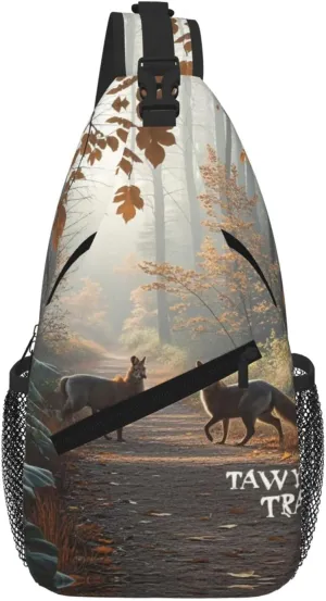Tawny Trails Print Sling Bag for Women Men Crossbody, Cute Large Casual Chest Pack for Travel, Work, Hiking