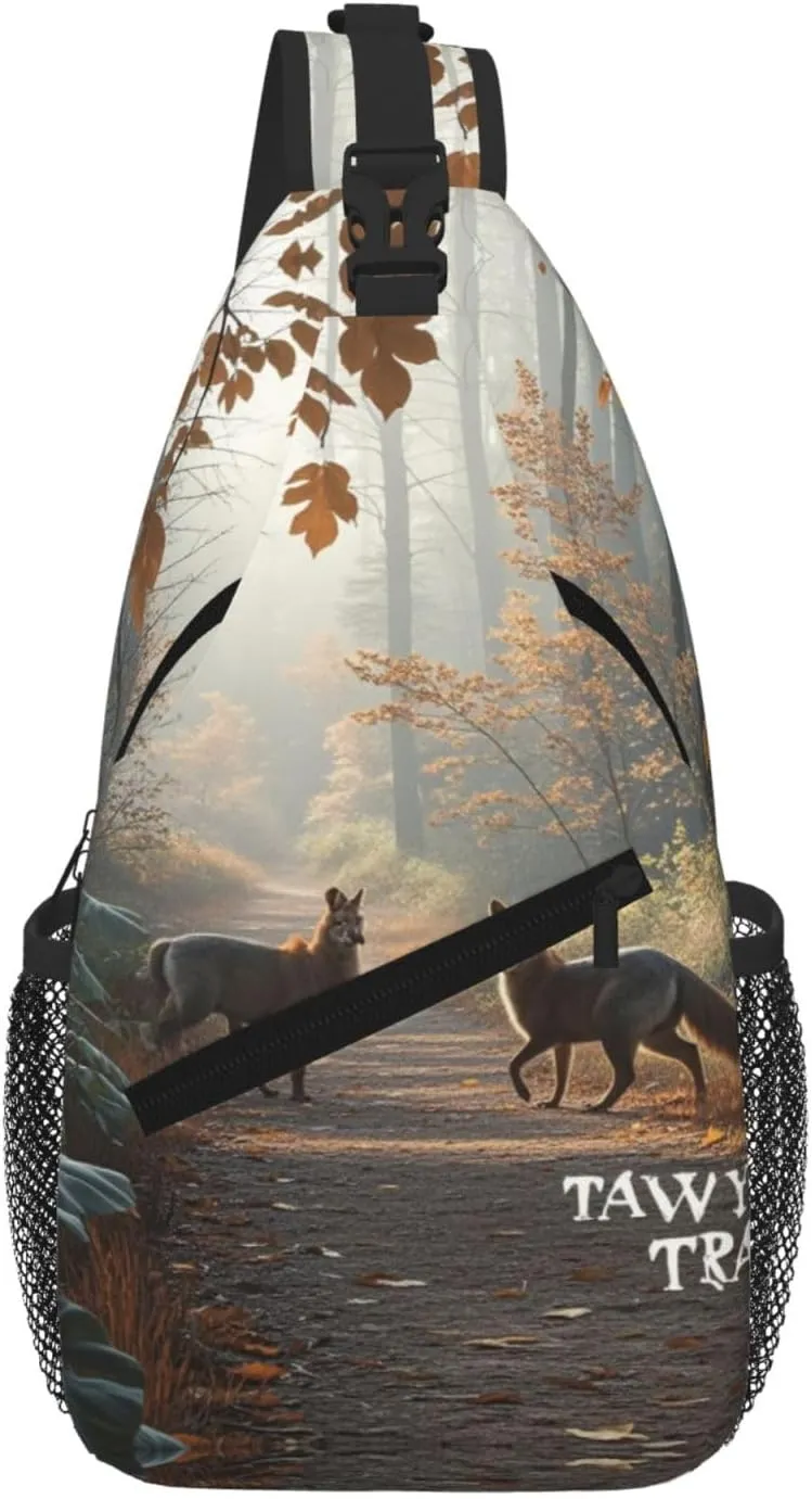 Tawny Trails Print Sling Bag for Women Men Crossbody, Cute Large Casual Chest Pack for Travel, Work, Hiking