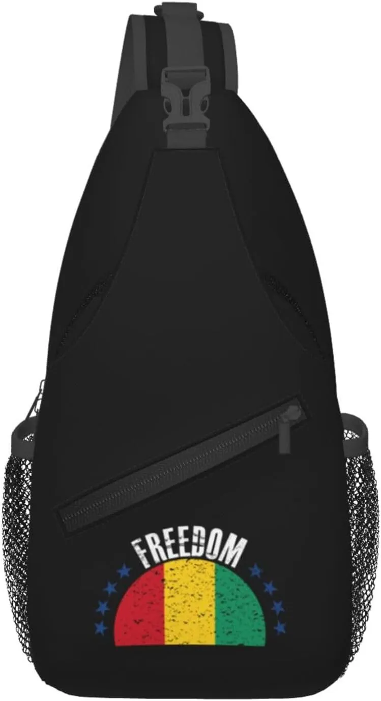 The Guinea Flag And Freedom Crossbody Bags For Women Men Chest Backpack Gym Shoulder Bag Travel Outdoor Sports Casual Crossbody Bags