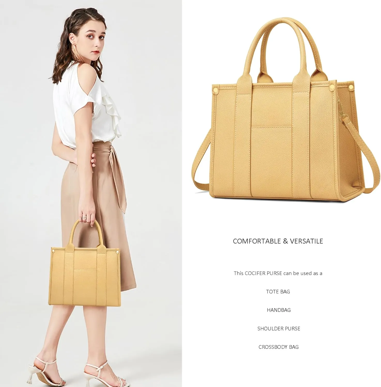 The Tote Bag Crossbody Purses for Women Shoulder Bag Handbags PU Leather Top Handle Bags with zipper