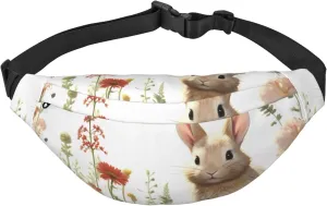 There Is A Rabbit In The Yard Print Fanny Pack For Men Women Adjustable Waist Bag Pack Crossbody Belt Bag For Travel Hiking Running
