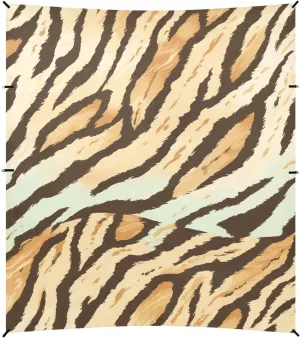 Tigers Skin Print Style LightGreen Beach Canopy UPF50  Protection Water-Resistant Sun Shelter with Sandbags, Sand Shovel, Poles for Backyard, Grassland, Park