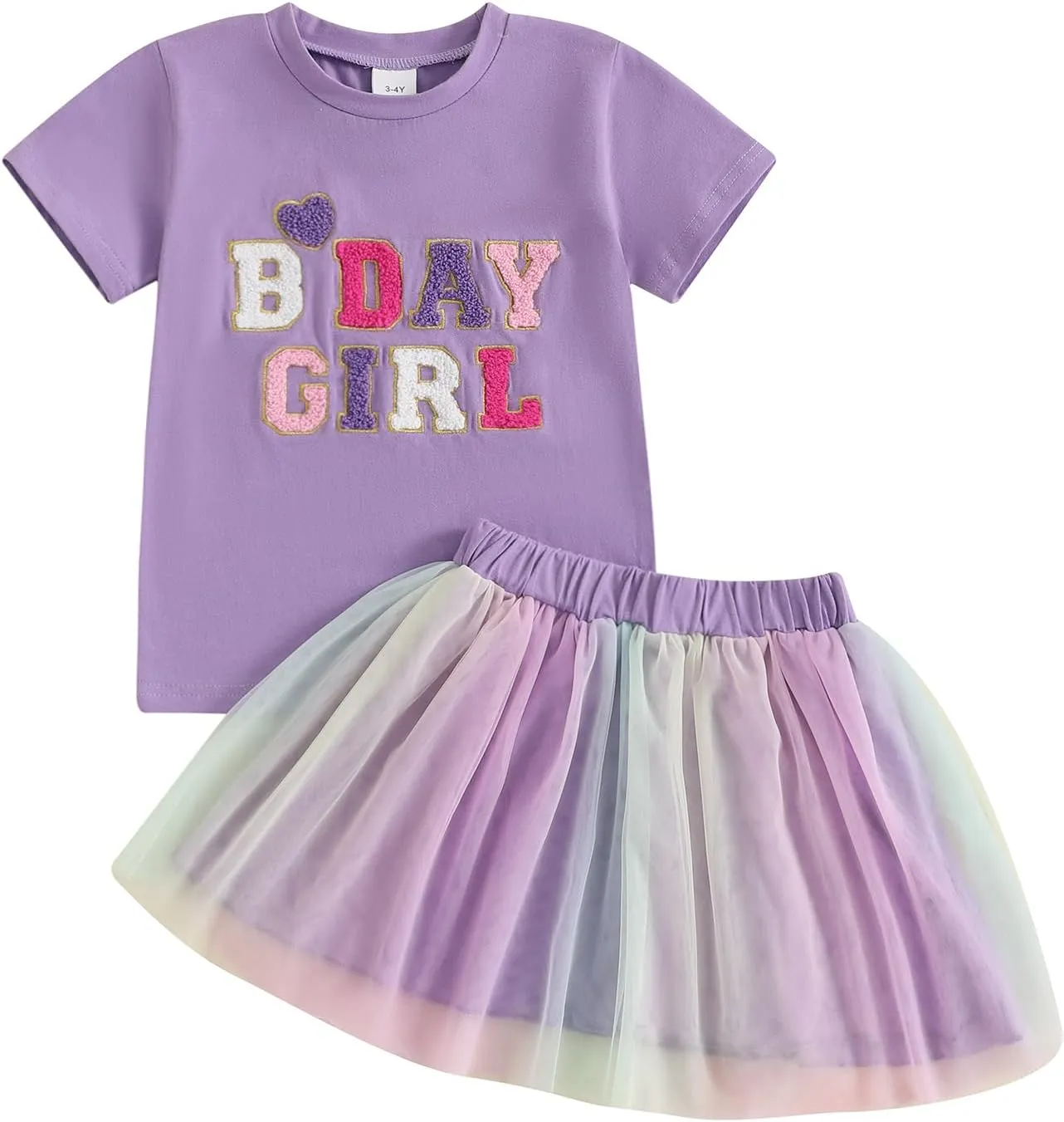 Toddler Girl Birthday Outfit Birthday Girl Embroidery Short Sleeve T-Shirt Tutu Skirt Set Party Clothes for Girls