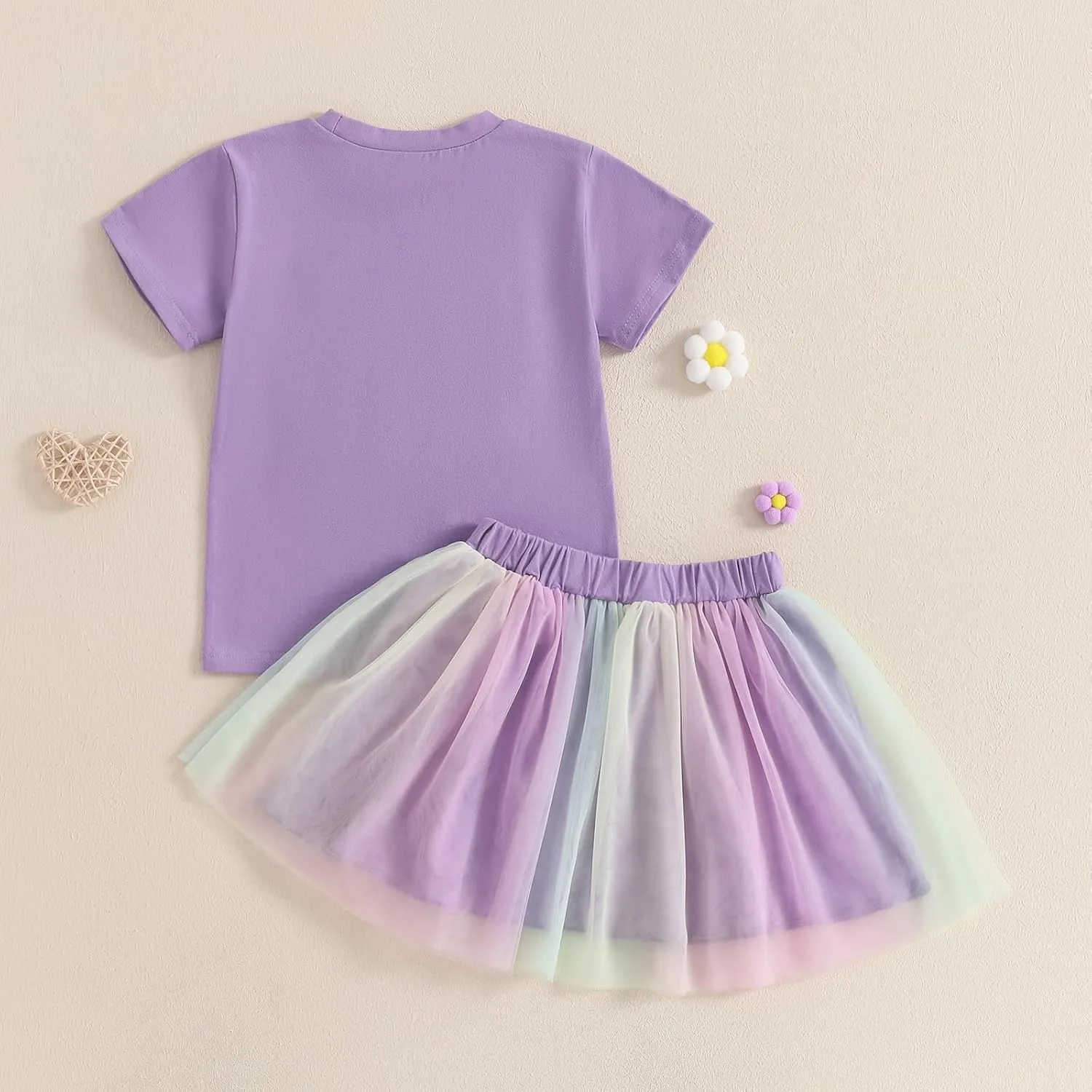 Toddler Girl Birthday Outfit Birthday Girl Embroidery Short Sleeve T-Shirt Tutu Skirt Set Party Clothes for Girls